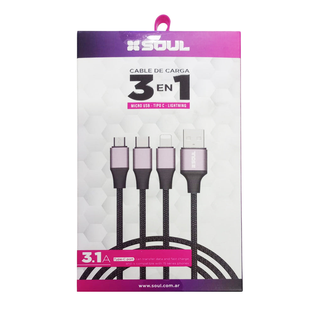 Cable Soul 3 en 1 - Solo Carga