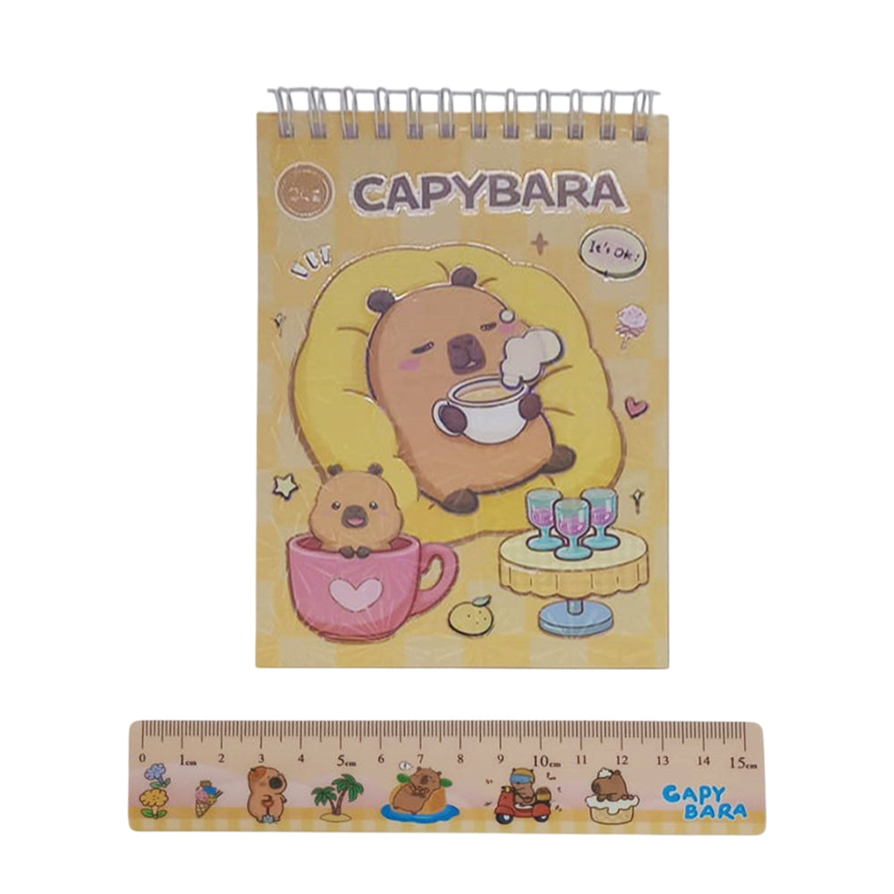 Libreta Capibara con Stickers + Regla + Llavero