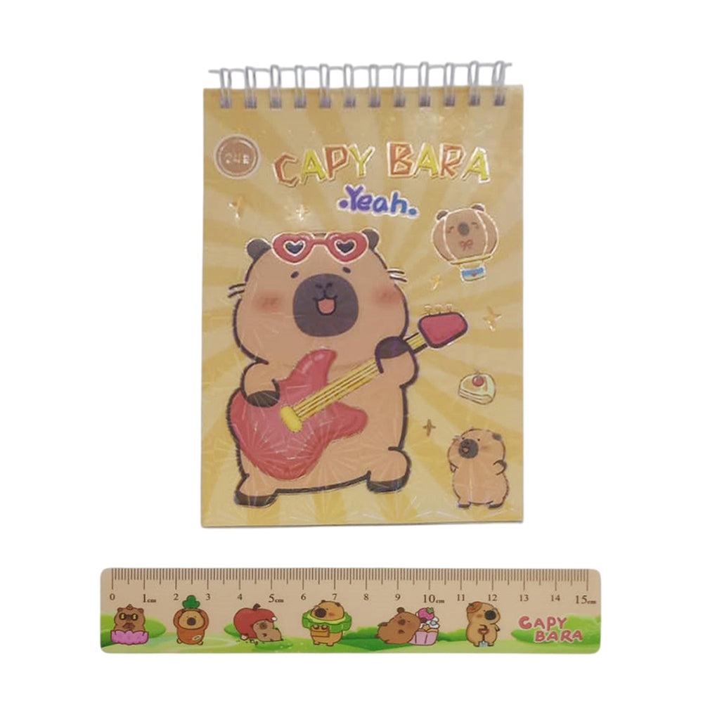 Libreta Capibara con Stickers + Regla + Llavero