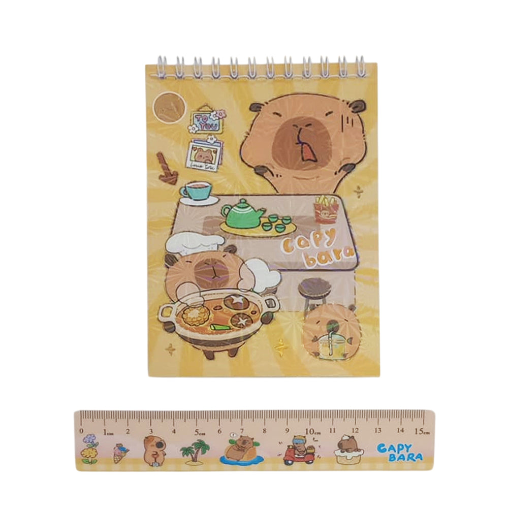 Libreta Capibara con Stickers + Regla + Llavero