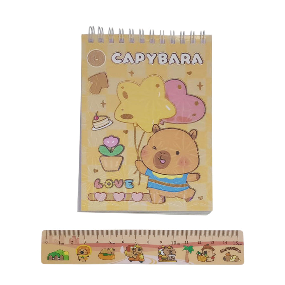 Libreta Capibara con Stickers + Regla + Llavero