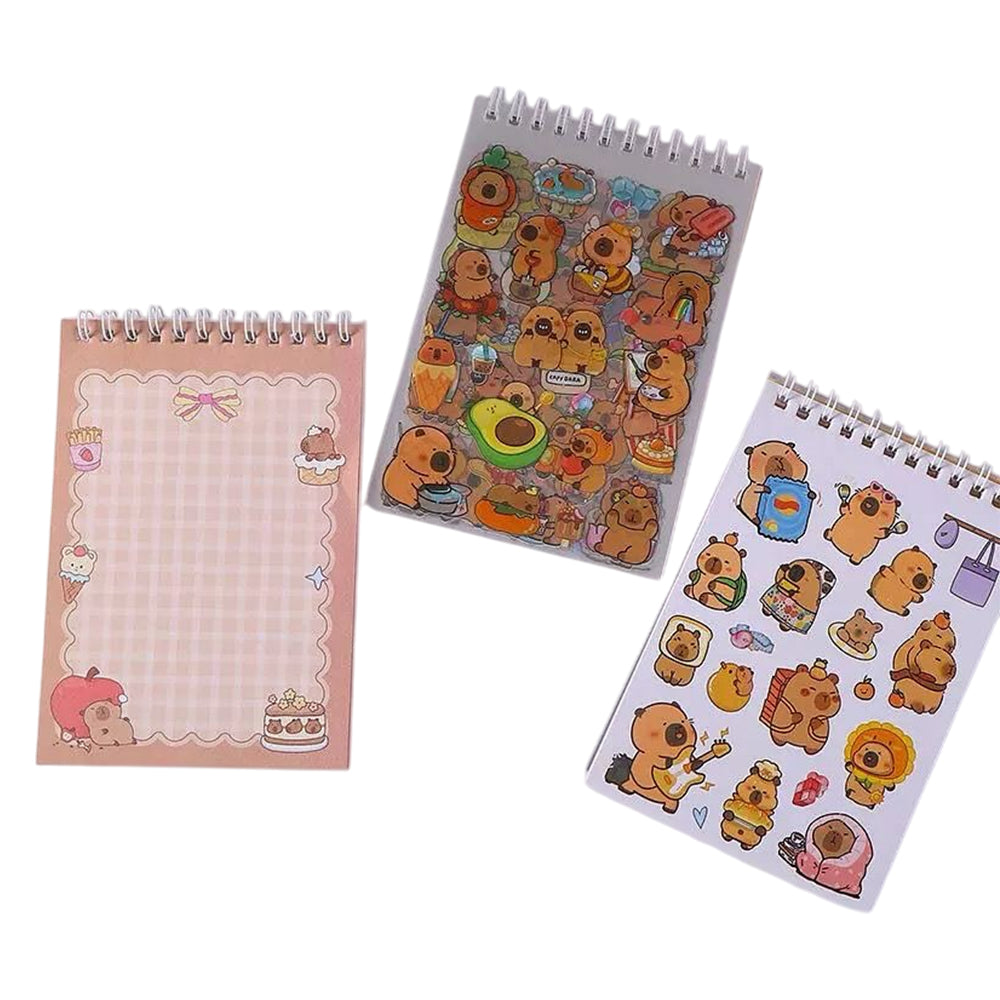 Libreta Capibara con Stickers + Regla + Llavero