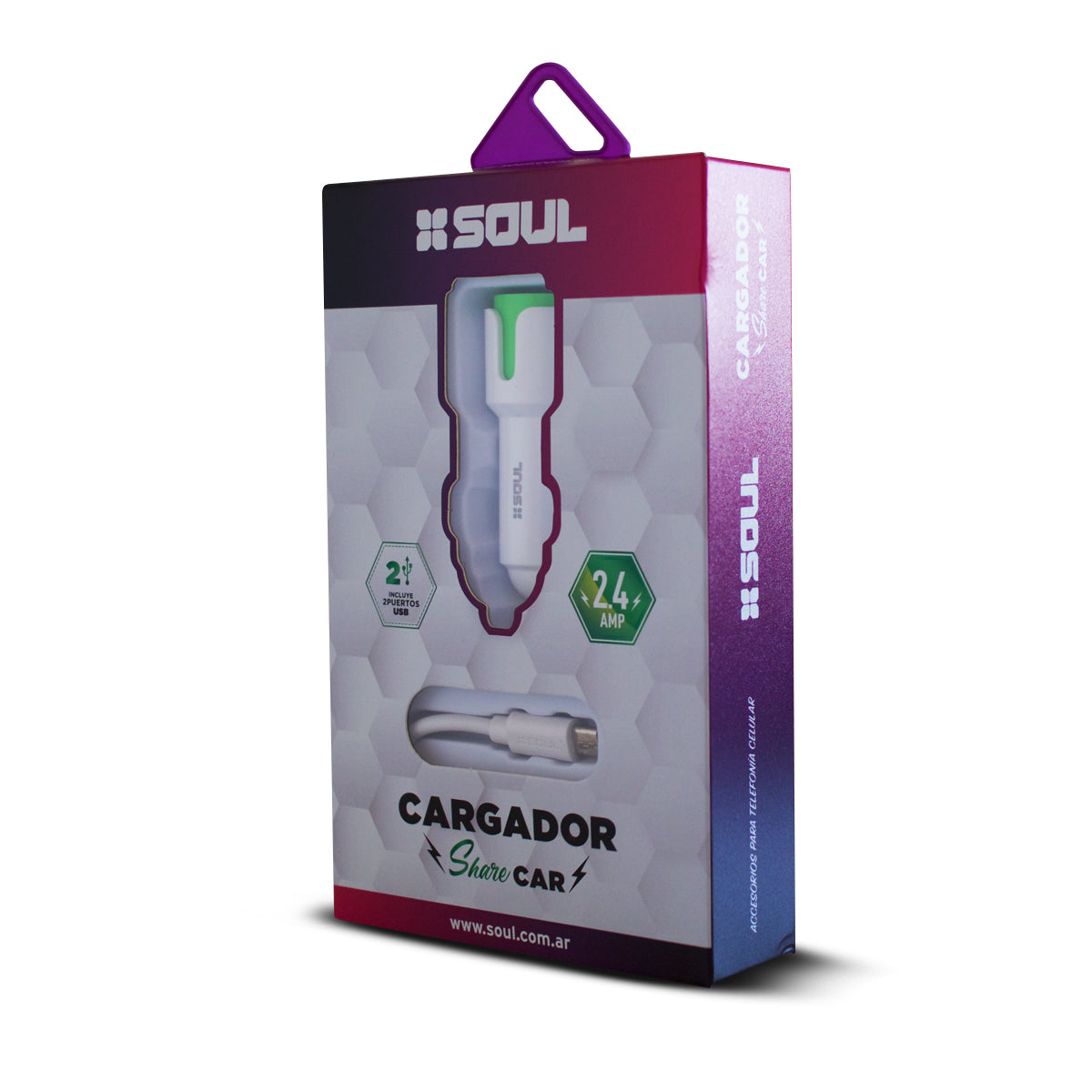 Cargador De Auto SOUL Share Duo Micro USB