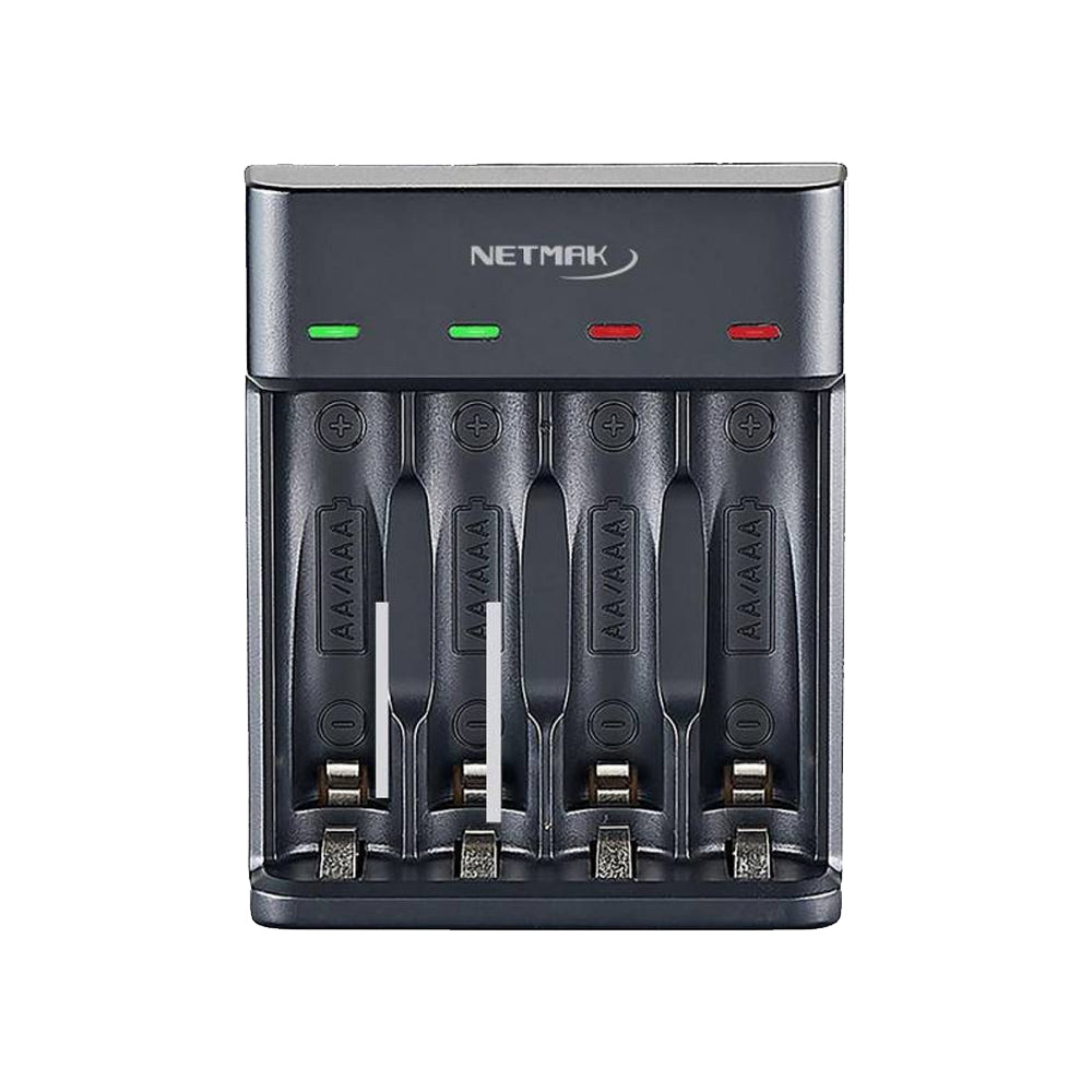 Cargador de Pilas USB Netmak AA/AAA