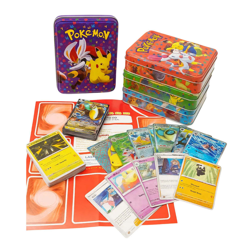 Lata Pokemon XL- 80 cartas TCG + Especial + Tablero