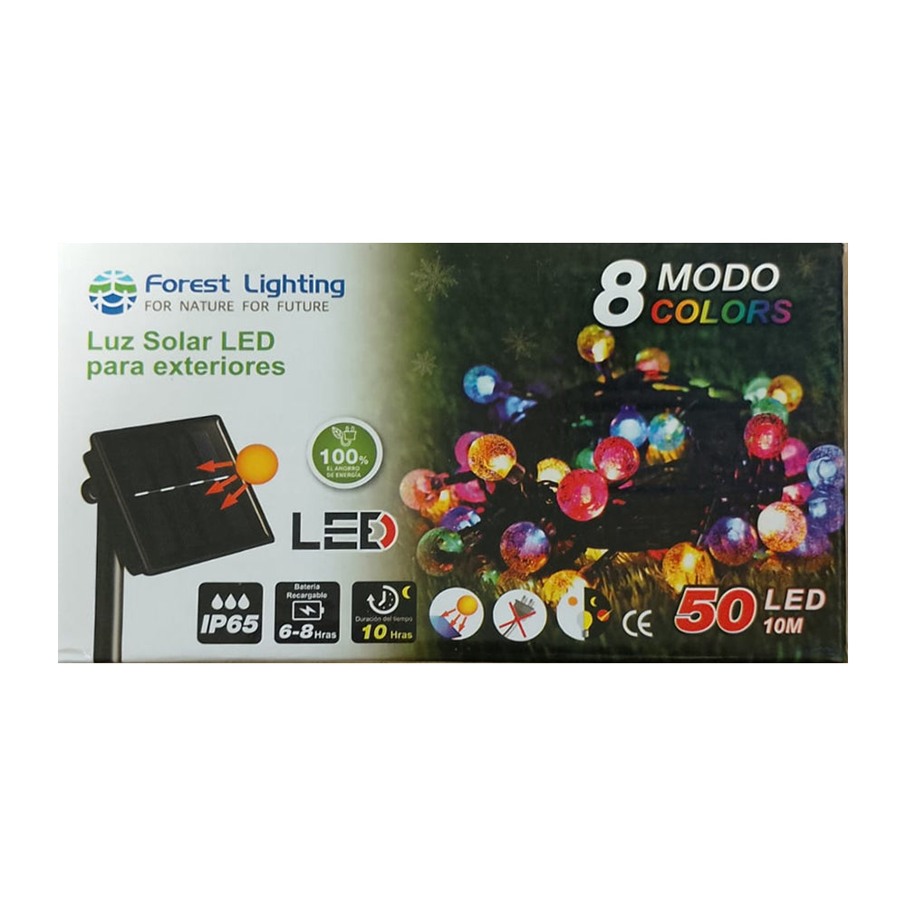Guirnalda Solar Luces Led Rgb Exterior 8 Modos 10 Mts 50 Led