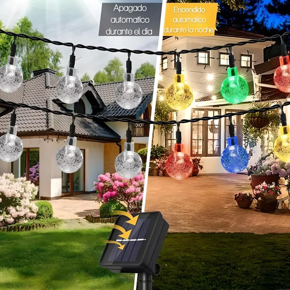 Guirnalda Solar Luces Led Rgb Exterior 8 Modos 10 Mts 50 Led